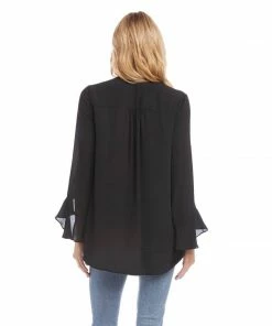 Kane Kane Ruffle Sleeve Crossover Top