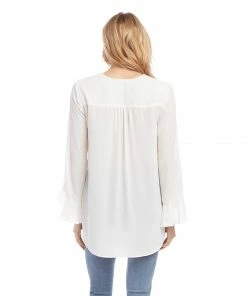 Kane Kane Ruffle Sleeve Crossover Top Tops