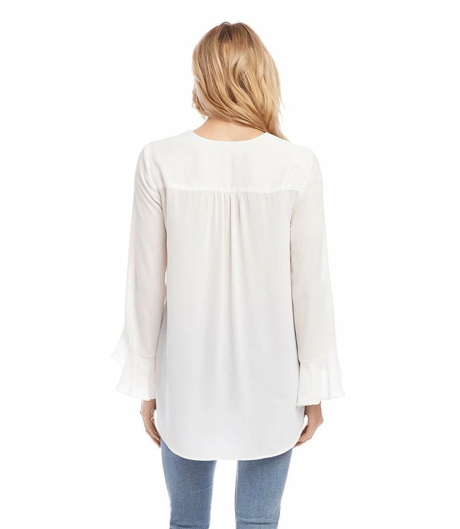 Kane Kane Ruffle Sleeve Crossover Top Tops
