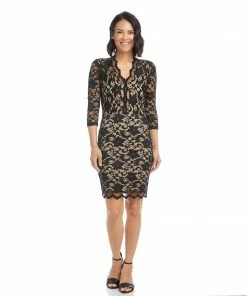 Karen Kane V-Neck Scallop Hem Lace Dress Dresses