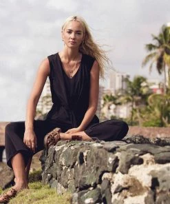 Karen Kane Best Sellers Cap Sleeve Tie-Front Jumpsuit