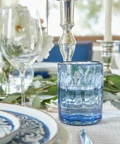 Karen Kane Ridged Blue Drinking Glass Home