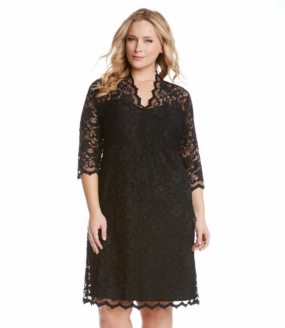 Karen Kane Plus Size V-Neck Scallop Lace Dress