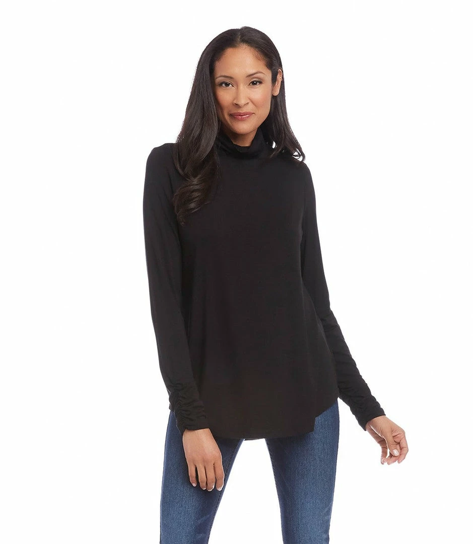 Karen Kane Shirred Sleeve Turtleneck Top