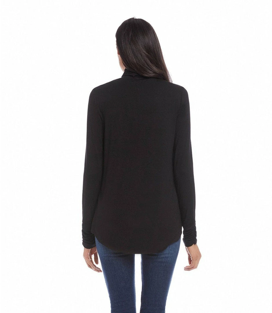 Karen Kane Shirred Sleeve Turtleneck Top