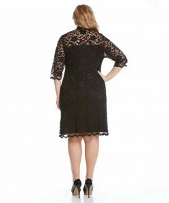 Karen Kane Plus Size V-Neck Scallop Lace Dress