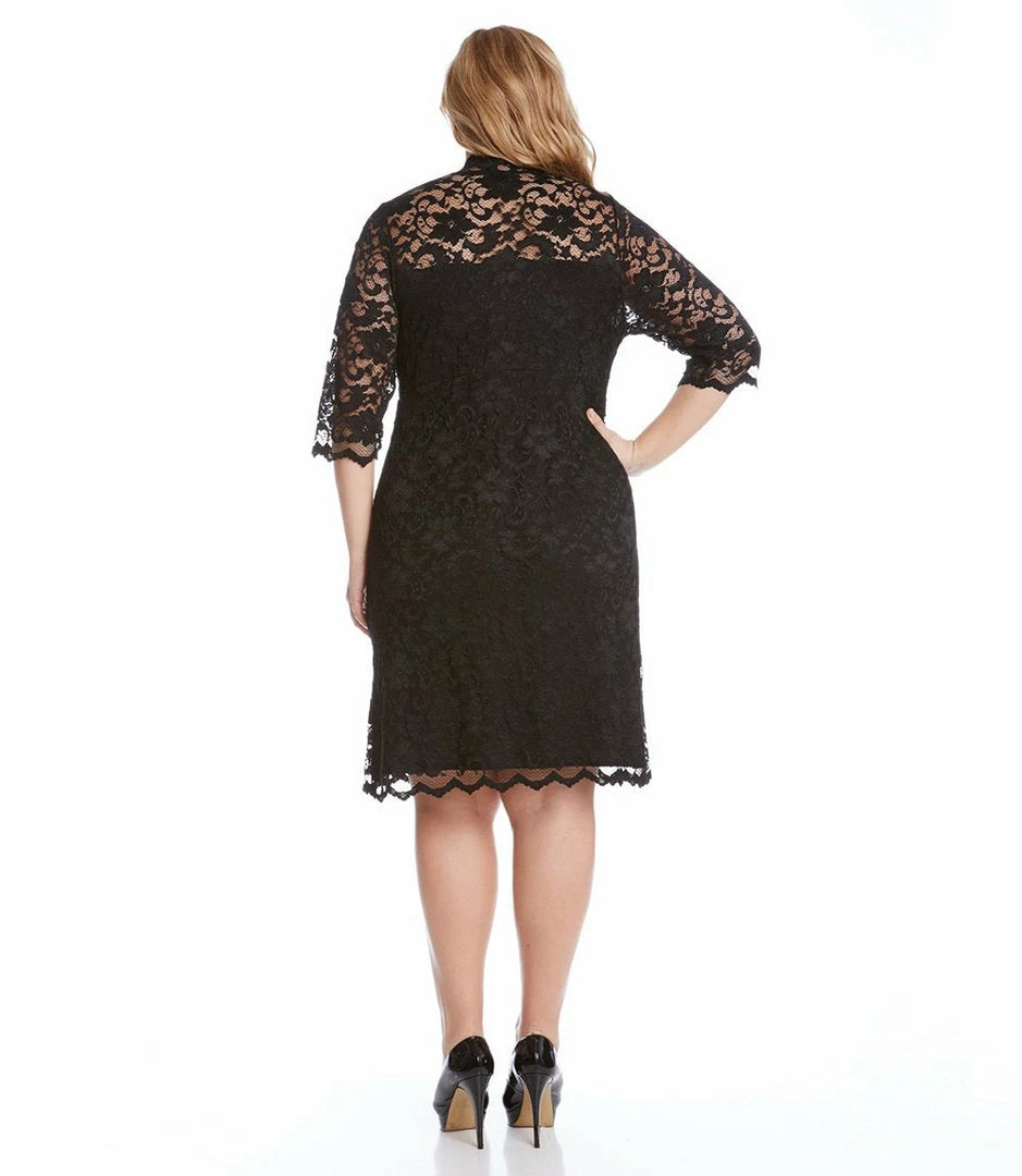 Karen Kane Plus Size V-Neck Scallop Lace Dress