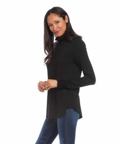 Karen Kane Shirred Sleeve Turtleneck Top