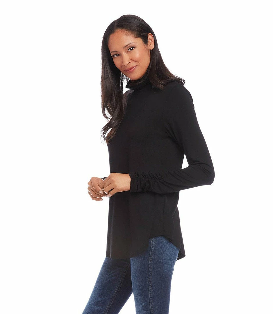 Karen Kane Shirred Sleeve Turtleneck Top