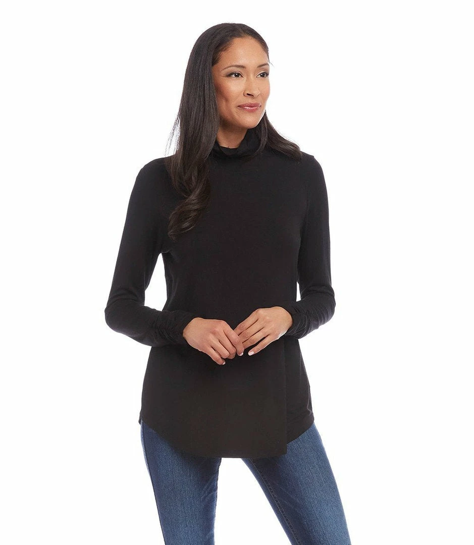 Karen Kane Shirred Sleeve Turtleneck Top