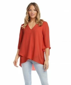 Karen Kane Bracelet Sleeve Asymmetric Top Clothing