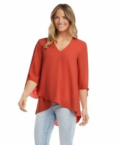 Karen Kane Bracelet Sleeve Asymmetric Top Clothing