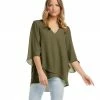 Karen Kane Bracelet Sleeve Asymmetric Top Clothing