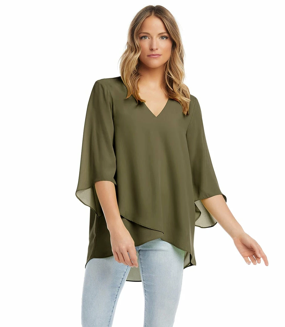 Karen Kane Bracelet Sleeve Asymmetric Top Clothing