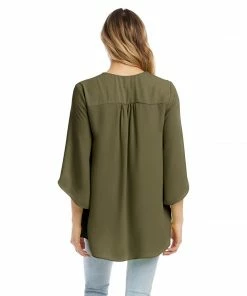 Karen Kane Bracelet Sleeve Asymmetric Top Clothing