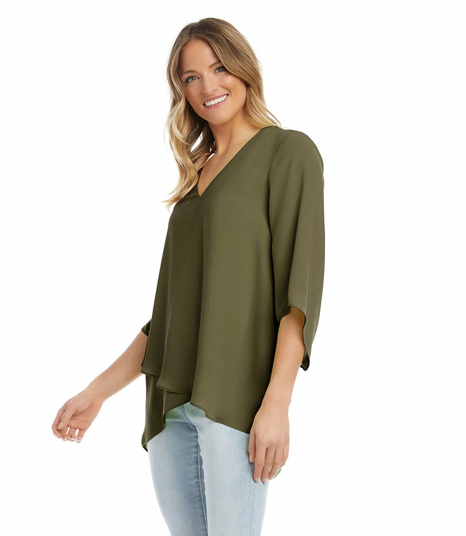Karen Kane Bracelet Sleeve Asymmetric Top Clothing