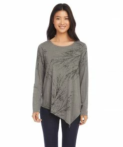 Karen Kane Petite Size Tree Print Asymmetric Top