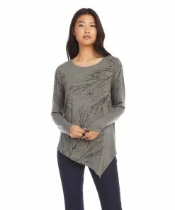 Karen Kane Petite Size Tree Print Asymmetric Top