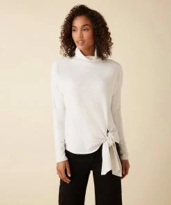 Karen Kane Petite Size Mock Neck Tie Top Petites