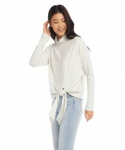 Karen Kane Petite Size Mock Neck Tie Top Petites