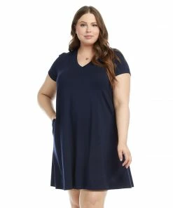 Karen Kane Plus Size Quinn V Neck Pocket Dress