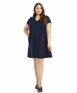 Karen Kane Plus Size Quinn V Neck Pocket Dress