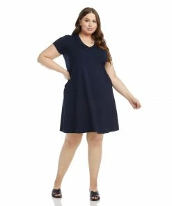 Karen Kane Plus Size Quinn V Neck Pocket Dress