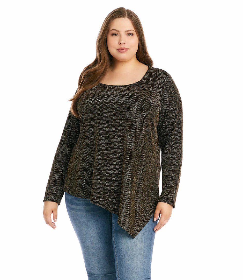 Karen Kane Plus Size Gold Asymmetric Hem Top