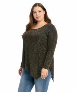 Karen Kane Plus Size Gold Asymmetric Hem Top