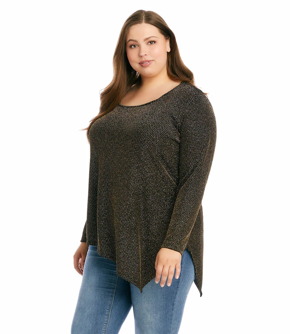 Karen Kane Plus Size Gold Asymmetric Hem Top