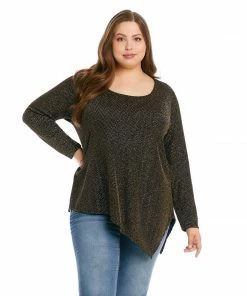Karen Kane Plus Size Gold Asymmetric Hem Top