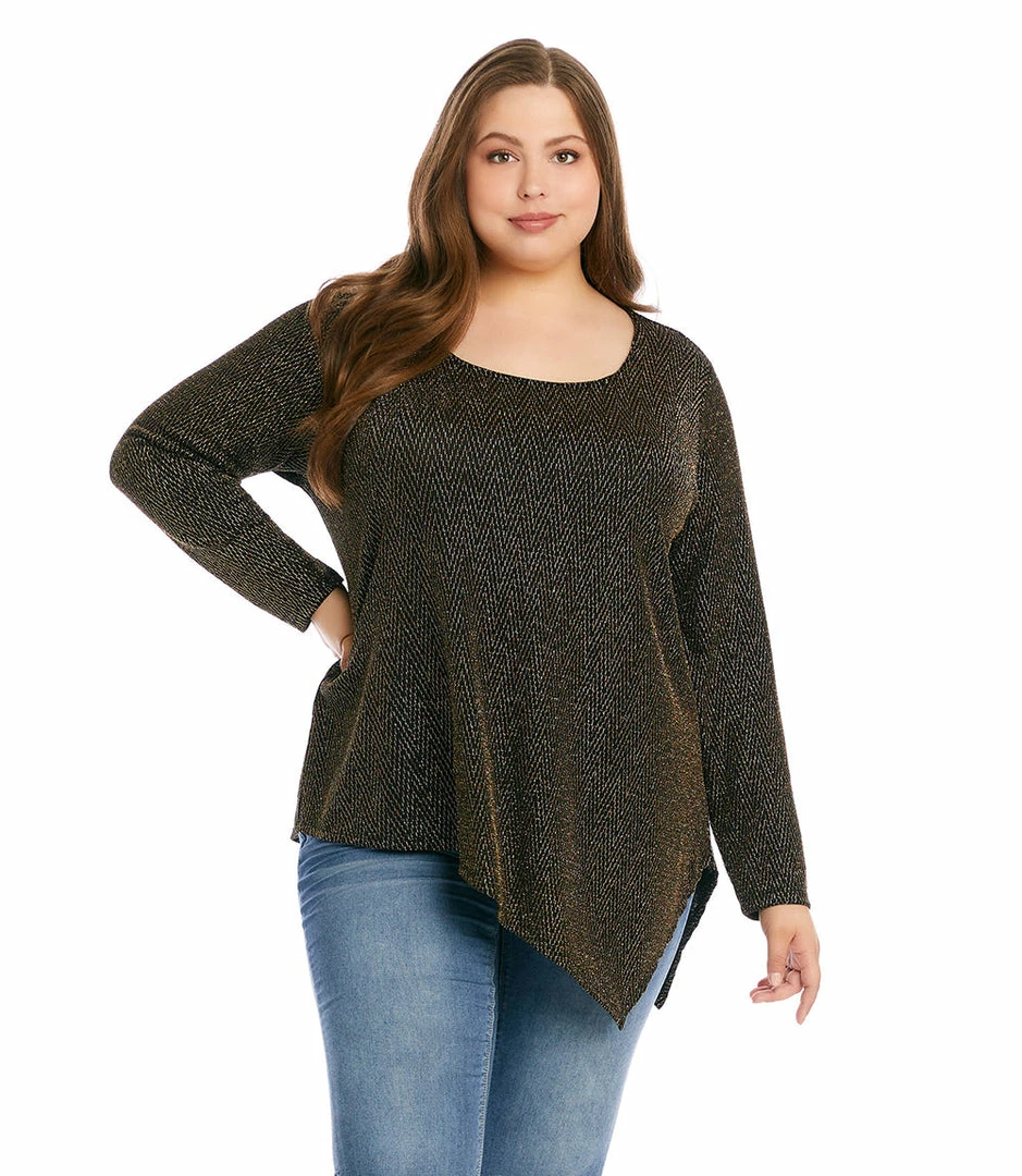 Karen Kane Plus Size Gold Asymmetric Hem Top