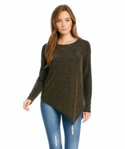 Karen Kane Petite Size Gold Asymmetric Hem Top Petites