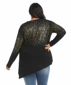 Karen Kane Plus Size Printed Asymmetric Hem Top