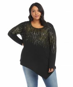 Karen Kane Plus Size Printed Asymmetric Hem Top