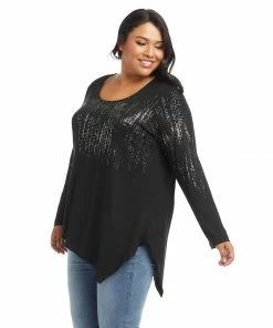 Karen Kane Plus Size Printed Asymmetric Hem Top