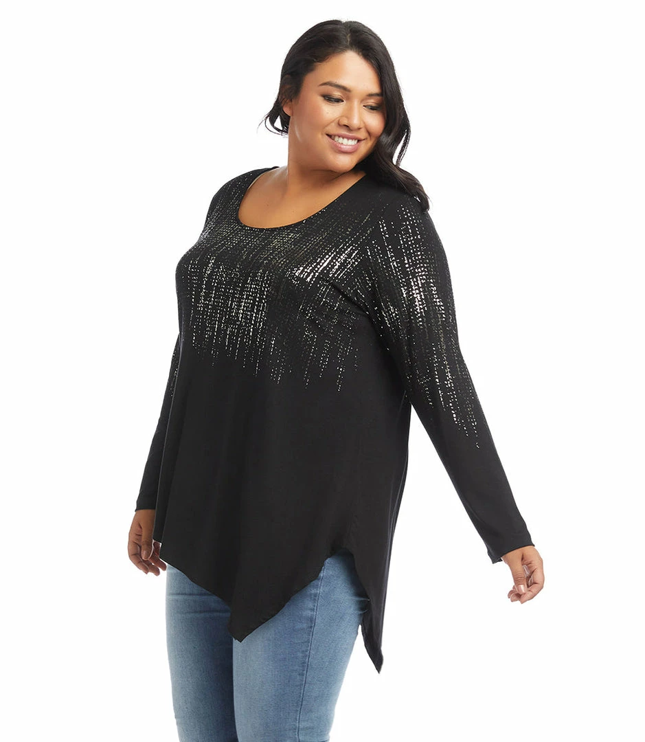 Karen Kane Plus Size Printed Asymmetric Hem Top