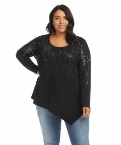 Karen Kane Plus Size Printed Asymmetric Hem Top