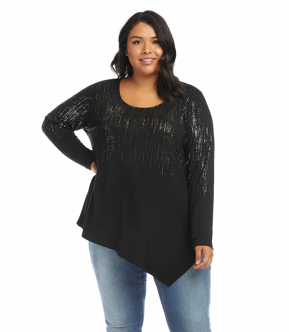 Karen Kane Plus Size Printed Asymmetric Hem Top