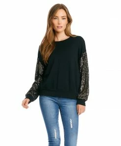 Karen Kane Petites Petite Size Sequin Sleeve Top