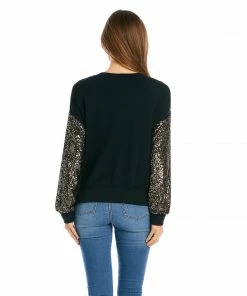 Karen Kane Petites Petite Size Sequin Sleeve Top
