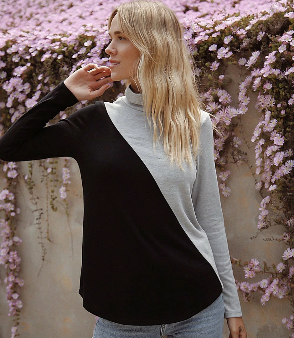 Karen Kane Contrast Turtleneck Sweater
