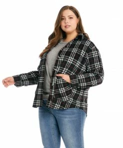 Karen Kane Plus Size Plaid Shirt Jacket