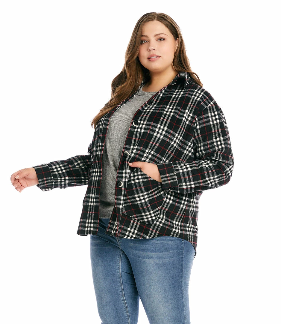 Karen Kane Plus Size Plaid Shirt Jacket