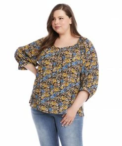 Karen Kane Plus Size Blouson Sleeve Top New Arrivals