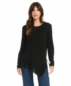 Karen Kane New Arrivals Petite Size Asymmetric Fringe Top