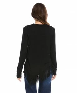 Karen Kane New Arrivals Petite Size Asymmetric Fringe Top