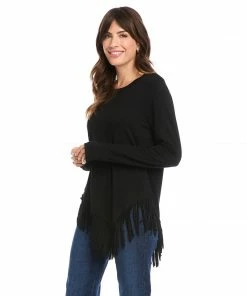 Karen Kane New Arrivals Petite Size Asymmetric Fringe Top