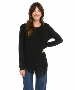 Karen Kane New Arrivals Petite Size Asymmetric Fringe Top