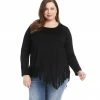 Karen Kane Plus Size Asymmetric Fringe Top